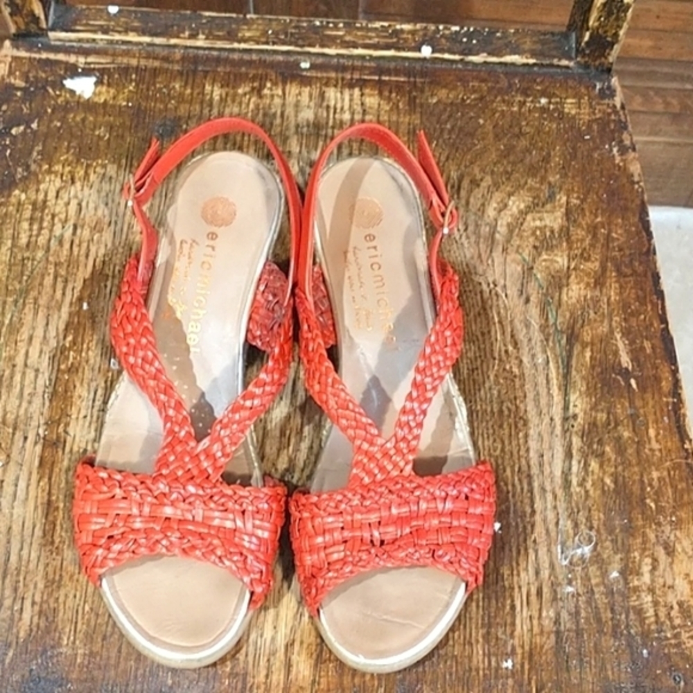 Eric Michael Sandals Shoes Coral/Red Size 7 1/2"